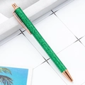 Chic green glitter ballpoint pen with rose gold metal accents and retractable clip - Christmas Green (Rose Gold Parts)