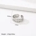 Adjustable silver cuban link ring in tarnish-free stainless steel for women - Cuban Link Design (192) / Steel