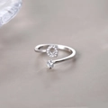 Adjustable S925 sterling silver ring featuring a letter Q design with cubic zirconia - Letter Q