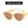 Occhiali da sole cat eye con montatura giallo crema e lenti color tè gelatina - Lenti tè gelatina