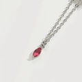 Elegant silver necklace featuring a red marquise-cut gemstone pendant in a minimalist style - Red (Silver)