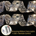 Silver LED ribbon fairy lights with USB plug and 8-mode remote control for Xmas - Bronzing Silver (Warm Light + USB + Remote) / 10m