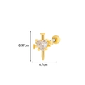 Orecchino a perno dorato a croce e cuore con zircone e indicazioni delle misure - Croce di Chiodo (7#) / Giallo Oro