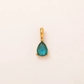 Blue teardrop birthstone pendant in 18K gold-plated stainless steel base - December 3-Prong Teardrop Pendant Only (Without Chain)