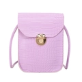 Lavender crocodile embossed crossbody phone bag with round golden metal lock buckle - Purple