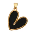 Minimalist gold beaded heart pendant with black onyx inlay for DIY necklace making - Silver-Black Gold Bead Heart