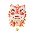 Aimant danse du lion traditionnel rouge et or avec petite cloche et caractère Fu - Broche Danse du Lion 'Fu' No.2