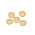 Set of five golden round evil eye charms with radiant texture for DIY jewelry making - Round Eye / Gold