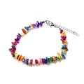 Rainbow gemstone chip bracelet with iridescent shell fragments and silver clasp - Seven Color Shell