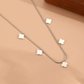 Collier trèfle à quatre feuilles en argent avec plusieurs petits pendentifs trèfle - Collier Fleur à Quatre Feuilles Couleur Acier