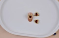 Red heart gemstone nail charm with gold base and zircon crystals for bridal manicure - Gold Base Red Heart Gemstone