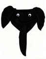 Detail shot of black novelty reindeer underwear with plush trunk and decorative eyes - Black Elephant Thong