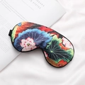 Imitation silk sleep mask with realistic lotus print and black elastic head strap - Ethnic Style-Lotus Flower