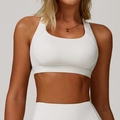 Reggiseno sportivo bianco ad alto impatto effetto nuvola con design racerback - Albicocca Beige