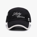 Schwarze Baseballkappe mit Lucky Clover Bestickung und weißem Kontrastrand aus Polyester - Schwarz