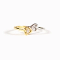 Elegant s925 silver two-tone heart ring with sparkling zircons on a white background - US Size 7 (Adjustable) / Gold and Silver Two-tone