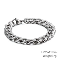 Bracciale da uomo a catena cubana in acciaio inox argento con moschettone, 205x11mm - Argento 11mm di Larghezza (KB126662-Z)