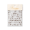 Close-up of brown floral nail art stickers and pretty lettering on white packaging - Dark Coffee Floral Word Style (to1406)