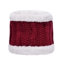 Burgundy winter knit neck warmer with white faux fur trim and gold lurex yarn accents - Wine Red Knitted Neck Warmer