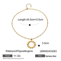 Gold stainless steel Figaro chain necklace with circular scallop shell pendant 45.5cm - Scallop Circle Pendant Necklace (JDNW2403083) / 45.5cm+5.5cm / Gold