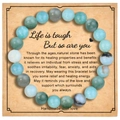 8mm natural stone tourmaline friendship bracelet with a meaningful message card - 8mm Beads With Card / Amazonite