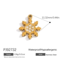 Gold stainless steel snowflake pendant with sparkling rhinestones for DIY jewelry making - Claw Inlaid Snowflake (PJ92732)