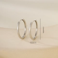 Detailed view of silver hoop earrings showing 2.3cm diameter and 0.2cm thickness - One Pair / White Gold (E071230-5bkb)