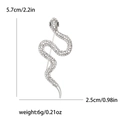 Spilla a serpente argento con strass scintillanti e occhi neri, accessorio elegante 5,7cm - Strass Trasparente / Argento