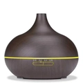 Dark wood grain ultrasonic aroma diffuser with onion shape and mist control buttons - Remote Control - EU Plug / Dark Wood Grain