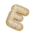 Pendentif lettre E bombé en or serti de zircons cubiques brillants et luxueux - E (Pendentif Unique)