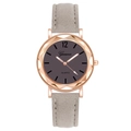Minimalist quartz watch with rose gold case and gray suede strap for women - Gray