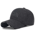 Berretto da baseball in lana grigio scuro invernale con ricamo outdoor da uomo - Regolabile / Grigio con Ricamo Grigio