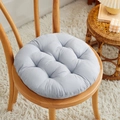 Thick light grey-blue round seat cushion with five-point tufted quilting for chairs - [Round] Light Grey