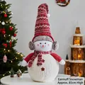 Bonhomme de neige de Noël 85cm en peluche avec bonnet rouge et cache-oreilles déco - Bonhomme de Neige No.3 Avec Cache-oreilles Rouge / 85cm