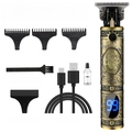 Bronze vintage hair clipper with skull relief, LCD display and grooming accessories - Skull Engraved with LED Display - Metal Body