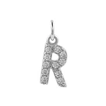 Silver micro-pave zircon letter R pendant for DIY necklace with 18k gold plating - Steel-R