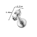 Titanium push-pin earring stud with clear cubic zirconia gems and flat back disc - Silver / White Zirconia