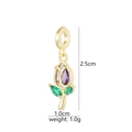 18k gold tulip pendant with purple gem flower and green gem leaves on white background - D9027JZ Flower