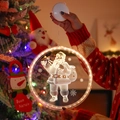 Hanging LED Christmas ornament featuring a 3D Santa Claus figure in a warm glowing circle - 16cm / Santa Claus