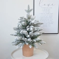Mini albero di Natale innevato in un vaso di metallo oro rosa per decorazione da tavolo - Vaso d'Oro Vintage Cedro - 60CM