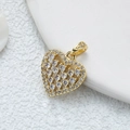 Collier pendentif cœur doré avec micro-pavage de zircons et design creux élégant - Cœur de Zircon