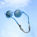 Light blue flexible baby sunglasses with grey polarized lenses and adjustable strap - With Anti-Lost Strap / Dark Blue