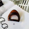 Classic dark brown tortoiseshell hair claw clip with stylish semi-circular hollow design - Medium (approx. 6cm) / Matte Red Brown