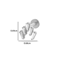 F136 titanium stud earring with silver fan-shaped zircons measuring 0.69cm by 0.68cm - 7# Curved Crystal Design (Silver)