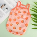 Breathable mesh dog and cat summer vest with cute peach print and orange piping edges - XS / Pink Peach