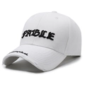 Casquette de baseball blanche en coton vieilli avec broderie FABLE et style rétro - Réglable / Blanc