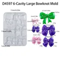 Detailed dimension chart for 6-cavity bow knot silicone resin mold for DIY hair clips - 6-Cavity Large Bow Mold