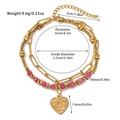 Detailed dimension guide for bohemian titanium steel bracelet with natural stone beads - Gold/Pink Beads/Heart Eye Charm