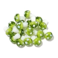 DIY green glass mushroom beads with white spots for handmade jewelry making and crafts - Light Green