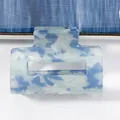Square hollow hair claw clip with blue and white marble pattern acetate finish - C4-4-24 Square Claw / Blue White Marble